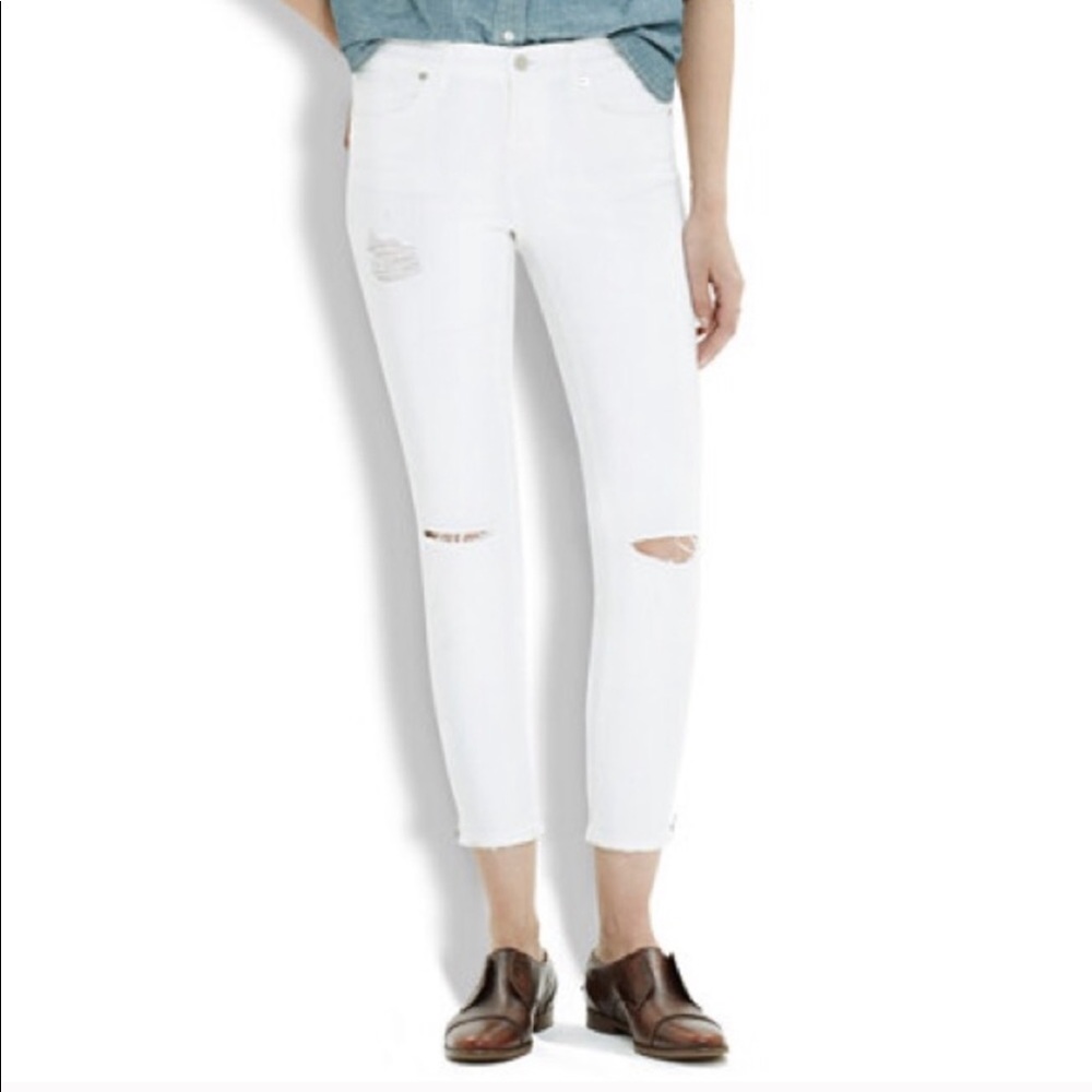 madewell distressed white denim
